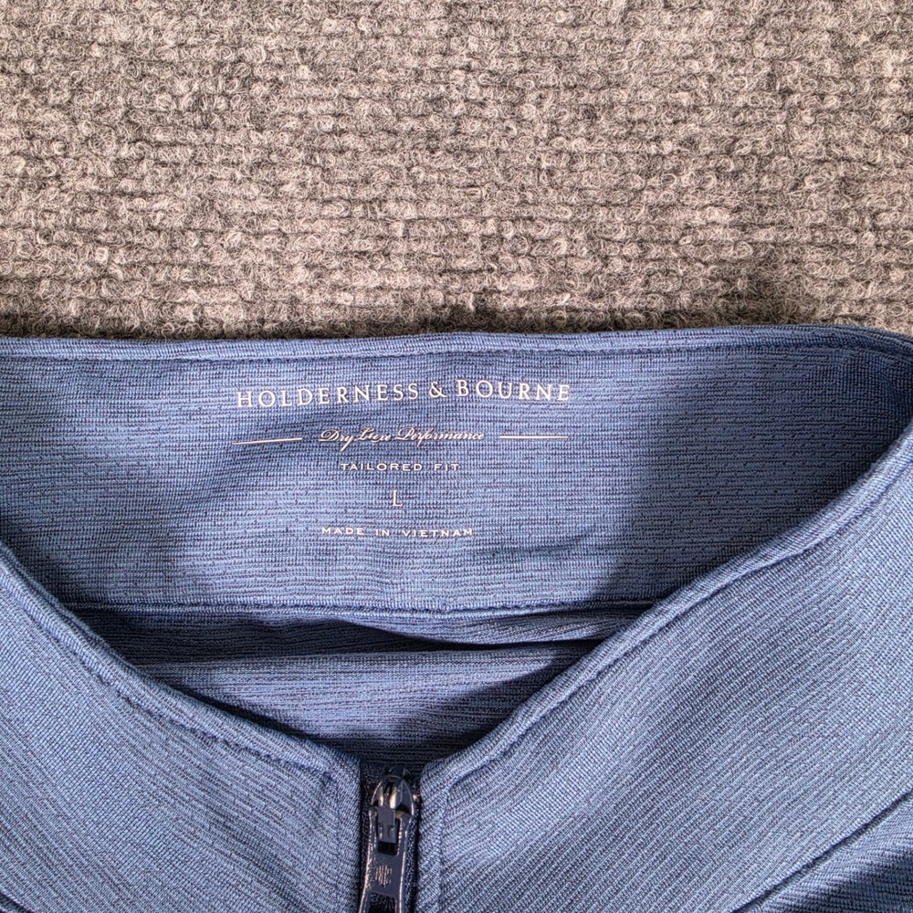 Holderness & Bourne The Bell Pullover Men L Blue Quarter Zip HB2317.730 w/Logo - Picture 3 of 9